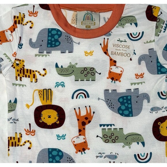 NWT  Millie & Myles Zoo Animals Print Soft Bamboo 2pc Pajamas Set Size 2T And 4T - Picture 4 of 8